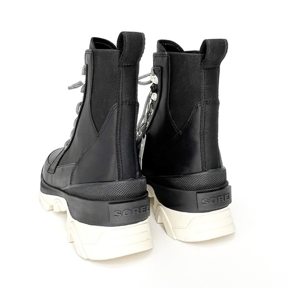Sorel Brex Ankle Boots Womens Size 10.5 Leather Waterproof Black White New NWT - Picture 4 of 10